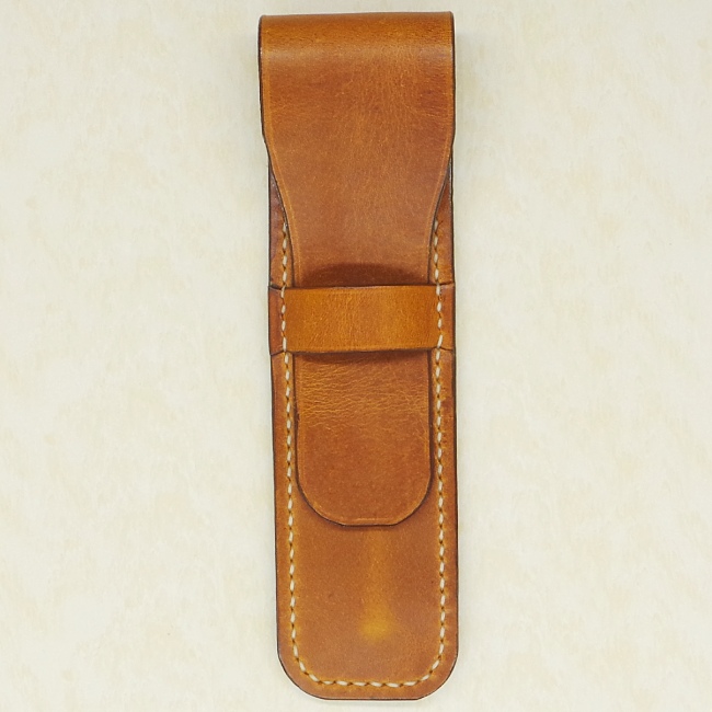 Jermyn Street Leather handmade single pen case - burnt tan