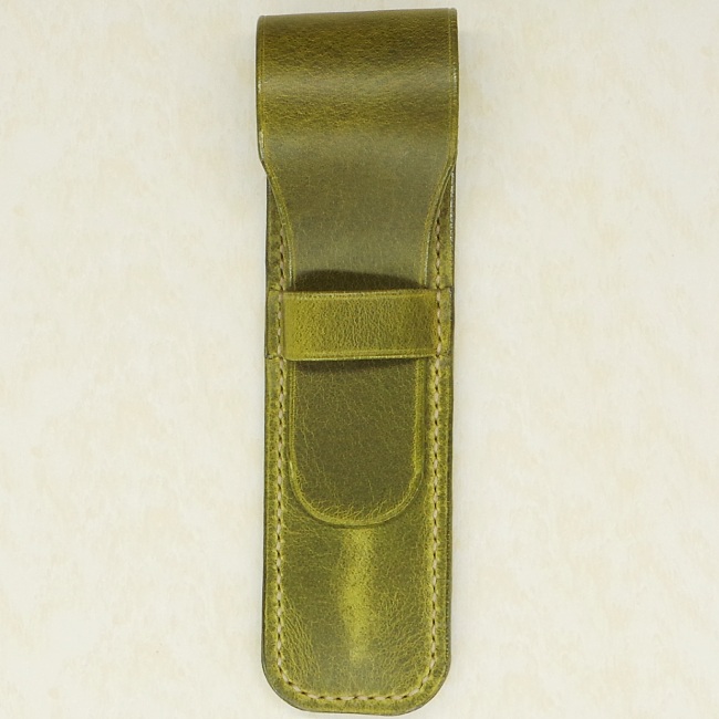 Jermyn Street Leather handmade single pen case - leaf