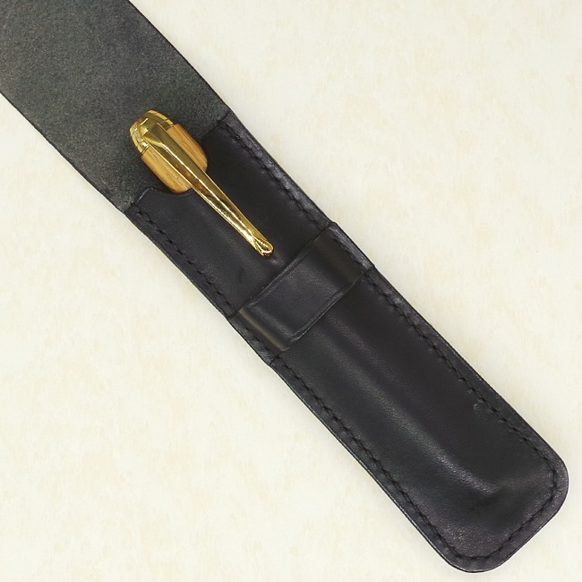 Jermyn Street Leather handmade single pen case - black