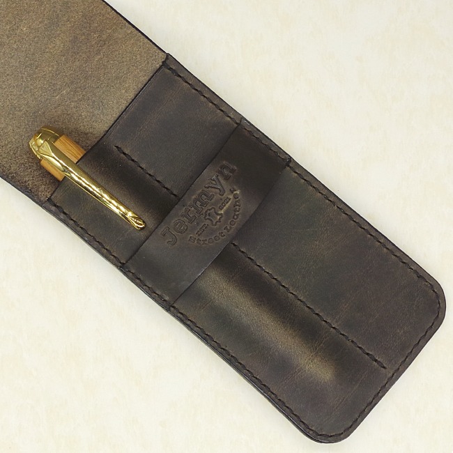 Jermyn Street Leather handmade double pen case - elephant
